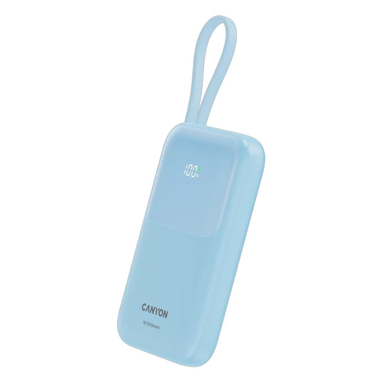 Външна батерия Canyon CNS-CPB101BL, USB-C Power Bank, 10000mAh, QC 3.0, PD 22.5W, Blue