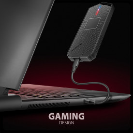 Външна кутия за диск AXAGON EEM2-GAM, USB-C, 10Gbps, M.2 NVMe + SATA SSD, Gaming Style