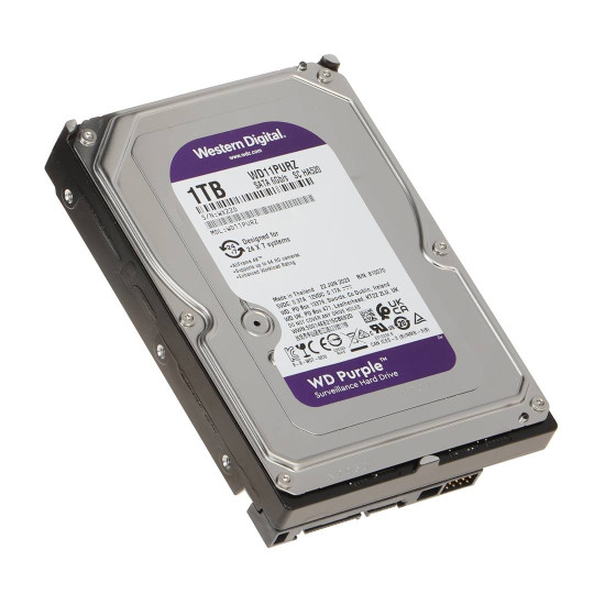 Вътрешен твърд диск Western Digital, 3.5 инча, 1 TB, 64 MB кеш, 5400 RPM, SATA 6 Gb/s, Purple