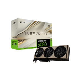 Видеокарта MSI GeForce RTX 5080, 16GB, GDDR7, 256-bit, PCIe 5.0, 2640MHz, CUDA 10752, Ray Tracing, DLSS 4, Triple Fan, Inspire 3X OC