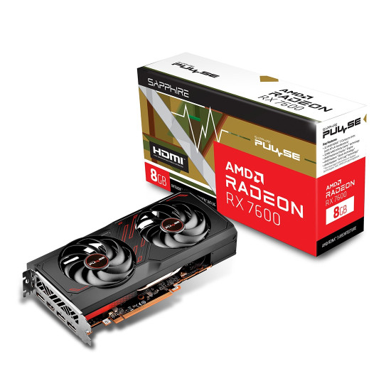 Видеокарта SAPPHIRE PULSE AMD Radeon RX 7600 GAMING OC, 8GB GDDR6, 128-bit, 1 x HDMI, 3 x DP
