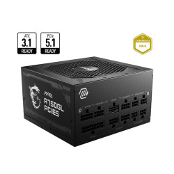 Захранващ блок MSI MAG A750GL PCIE5, 750W, 80 Plus Gold, ATX, Fully Modular