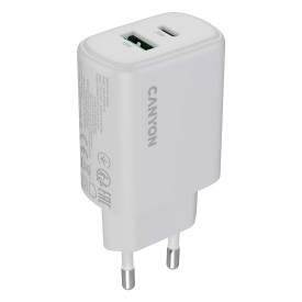 Зарядно CANYON OnCharge 200, 20W, 1xPD, 1xQC, EU, White