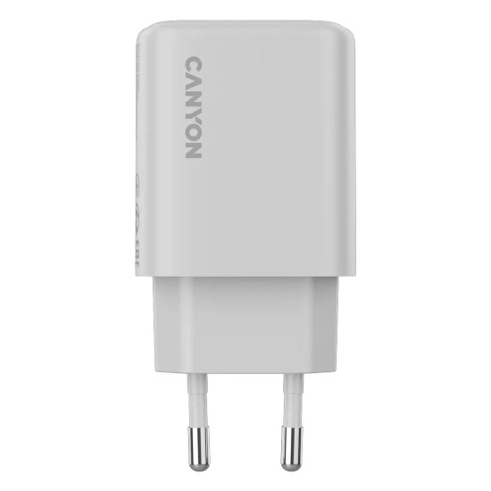 Зарядно CANYON OnCharge 200, 20W, 1xPD, 1xQC, EU, White