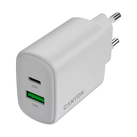 Зарядно CANYON OnCharge 200, 20W, 1xPD, 1xQC, EU, White