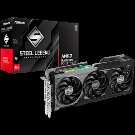 Видеокарта ASROCK AMD Radeon RX 9070 XT Steel Legend Dark, 16GB GDDR6, 256-bit, 3x DisplayPort 2.1a, 1x HDMI 2.1b