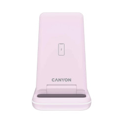 Безжично зарядно CANYON WS-304, 15W, 3 в 1, Iced Pink