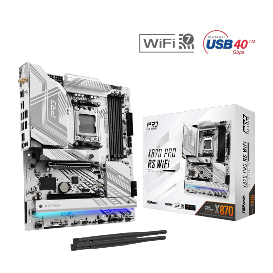 Дънна платка ASRock X870 Pro RS Wi-Fi, AM5, 4x DDR5, 1x PCIe 5.0 x16