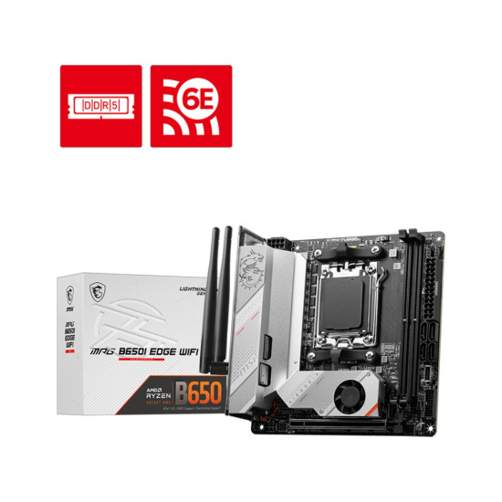 Дънна платка MSI MPG B650I EDGE WIFI, m-ITX, Socket AM5, Dual Channel DDR5, 1x PCIe x16