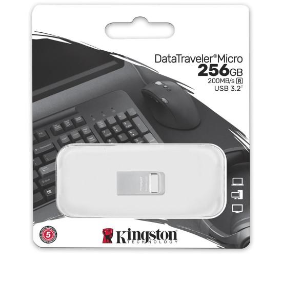 Флаш памет Kingston DataTraveler Micro, 256GB, USB 3.2 Gen, Metal