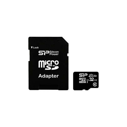 Карта памет Silicon Power Elite, 32GB, microSDHC, Class 10, UHS-I U1, до 100MB/s, с SD адаптер, SP032GBSTHBU1V10SP