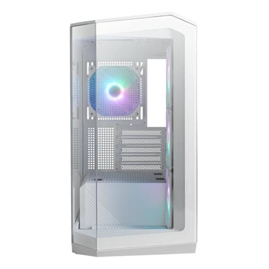 Кутия за компютър MSI MAG PANO M100R PZ WHITE, 1x USB 3.2 Gen 1 Type-A, 1xUSB 3.2 Gen2x2 Type- C, 1x Audio/1x Mic, LED Switch Loop Button, Power Button, 4x 120mm ARGB Fans