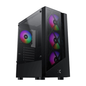 Кутия за компютър Xigmatek Duke EN49158, ATX/M-ATX/Mini ITX, USB3.0x1 + 2.0x2, Meshed + TG Frontpanel, Left TG, Front 4PCS x 24F Fan