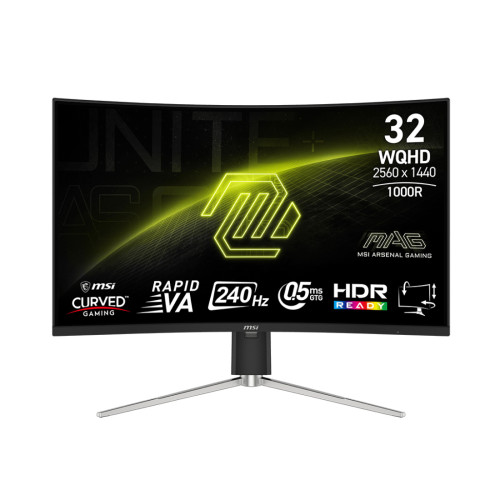 Монитор MSI MAG 325CQRXF E2, 31.5 инча, 2560 x 1440, Rapid VA, 240Hz, 0.5ms, HDMI, DisplayPort, USB Type-C