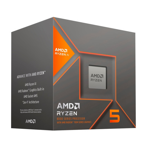 Процесор AMD Ryzen 5 8600G, 6C/12T, 3.8/5.0GHz Max, 22MB, 65W, AM5, Box с Охладител