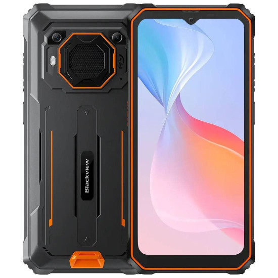 Смартфон Blackview BV6200Pro, 6.56 инча, HD+, Helio P35 (Octa-core 2.3GHz), 6GB+128GB, 13000mAh, IP68/IP69K, 8W Reverse Charging, Android 13, Orange
