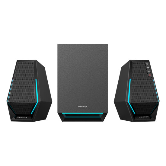 Тонколони EDIFIER G1500 MAX, 2.1 система, 60W пикова мощност, Bluetooth 5.3, USB-C, AUX, RGB подсветка, Black