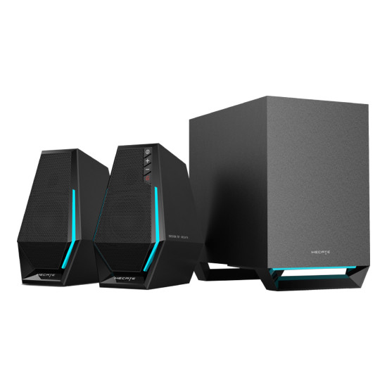 Тонколони EDIFIER G1500 MAX, 2.1 система, 60W пикова мощност, Bluetooth 5.3, USB-C, AUX, RGB подсветка, Black