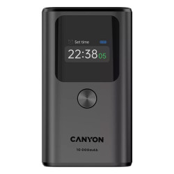 Външна батерия Canyon OnPower 130, USB-C Power Bank, 10000mAh, PD 30W, TFT дисплей, Dark Grey
