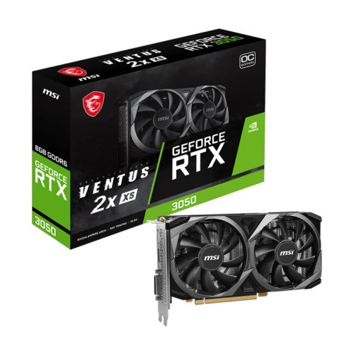 Видеокарта MSI GeForce RTX 3050 VENTUS 2X XS 8G OC, 8GB GDDR6, 128-bit, 2560 CUDA ядра, PCIe 4.0, 1x DisplayPort 1.4a, 1x HDMI 2.1a, 1x DL-DVI-D