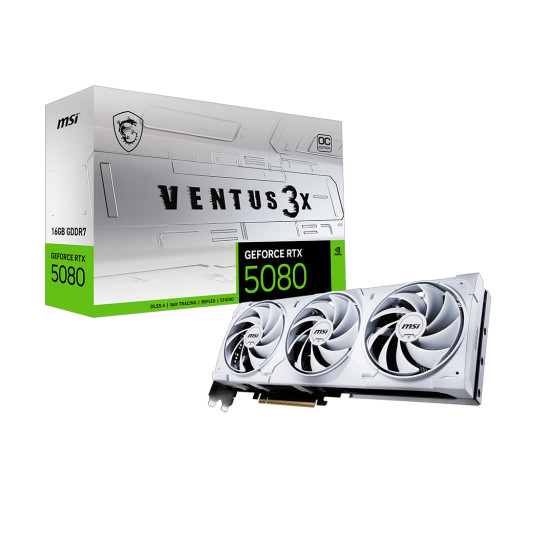 Видеокарта MSI GeForce RTX 5080 VENTUS 3X OC WHITE, 16GB GDDR7, 256-bit, 1x HDMI 2.1b, 3x DP 2.1b
