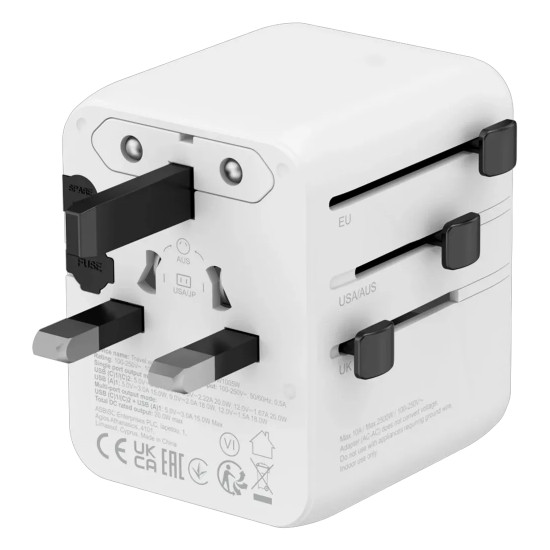 Зарядно CANYON Universal Travel Adapter OnTour 20, White