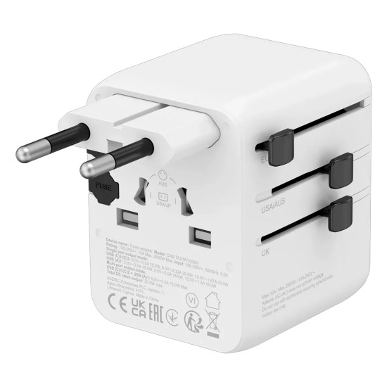 Зарядно CANYON Universal Travel Adapter OnTour 20, White