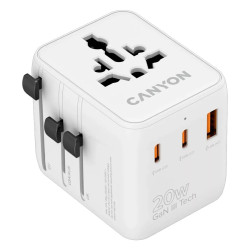 Зарядно CANYON Universal Travel Adapter OnTour 20, White