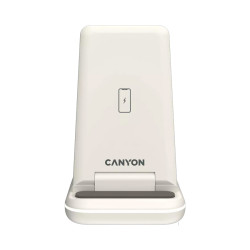 Безжично зарядно CANYON WS-304, 15W, 3 в 1, Cosmic Latte