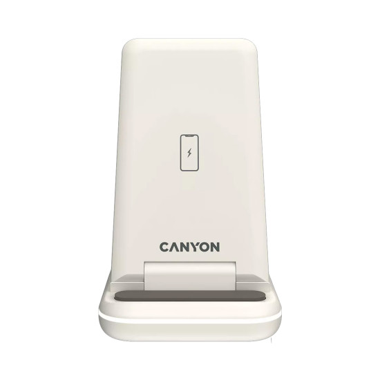 Безжично зарядно CANYON WS-304, 15W, 3 в 1, Cosmic Latte