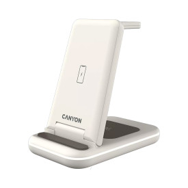 Безжично зарядно CANYON WS-304, 15W, 3 в 1, Cosmic Latte