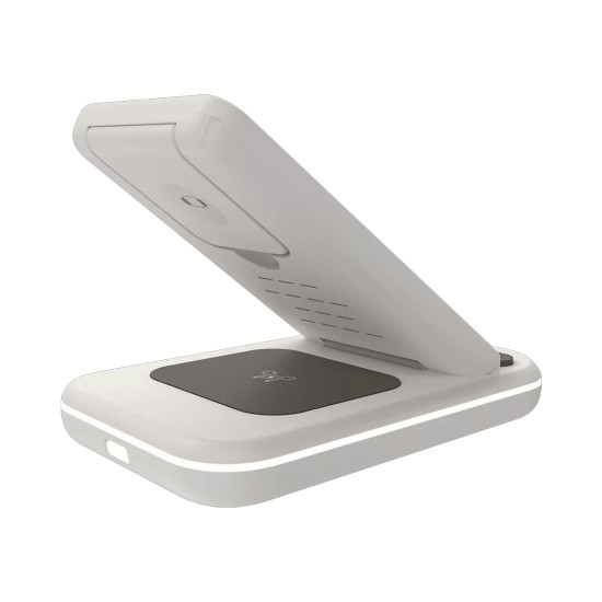 Безжично зарядно CANYON WS-304, 15W, 3 в 1, Cosmic Latte