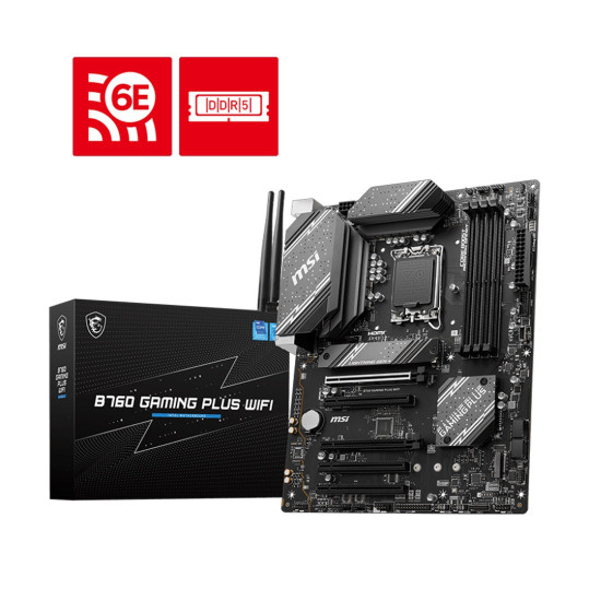 Дънна платка MSI B760 GAMING PLUS WIFI, ATX, Socket 1700, Intel B760, Dual Channel DDR5, 5x PCIe x16