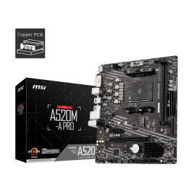 Дънна платка MSI Main Board Desktop A520M-A PRO, mATX, A520, Socket AM4, 2x DDR4, 1x PCIe 3.0 x16