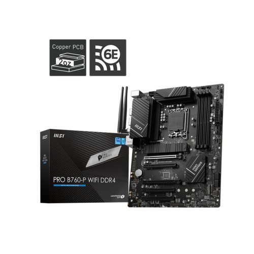 Дънна платка MSI PRO B760-P WIFI DDR4, ATX, Socket 1700, Dual Channel DDR4, 2x PCIe x16