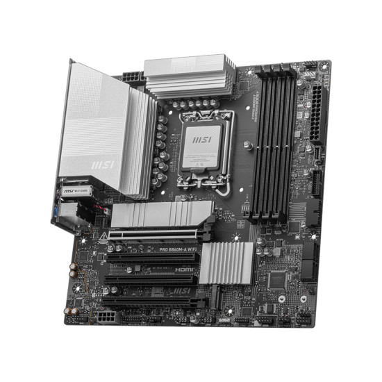 Дънна платка MSI PRO B860M-A WIFI, mATX, LGA 1851, 4x DDR5, 4x PCIe x16