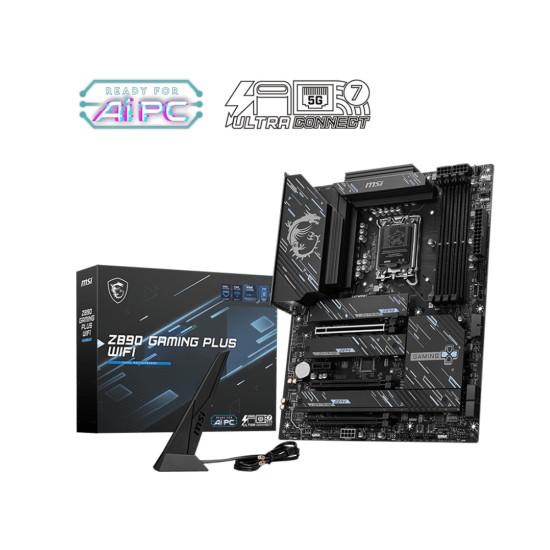 Дънна платка MSI Z890 GAMING PLUS WIFI, LGA 1851, Dual Channel DDR5, 3x PCIe x16