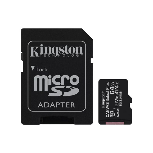 Карта памет Kingston Canvas Select Plus, 64GB, microSDXC, Adapter