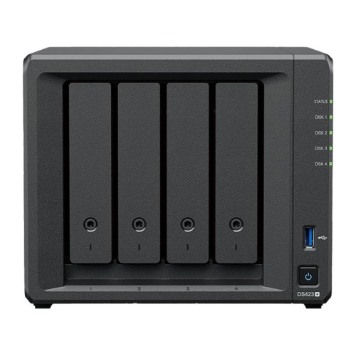 NAS устройство Synology DS423+, Tower, 4-Bays, CPU Intel Celeron J4125 2.7 GHz, 2 GB DDR4, 2 x M.2 2280 SSD, 2 x 1GbE, 2 x USB 3.2