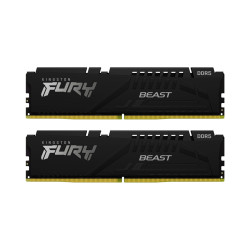 RAM памет Kingston FURY Beast DDR5 64GB, 2x32GB, UDIMM, 6400MT/s CL32, Intel XMP, Black Heatsink, Kit of 2