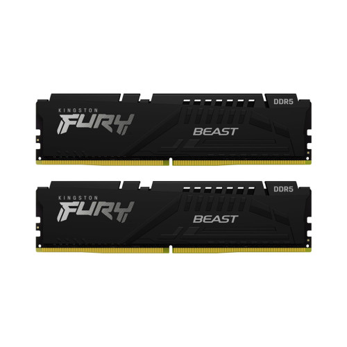 RAM памет Kingston FURY Beast DDR5 64GB, 2x32GB, UDIMM, 6400MT/s CL32, Intel XMP, Black Heatsink, Kit of 2