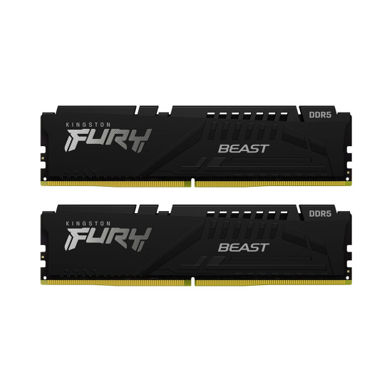 RAM памет Kingston FURY Beast DDR5 64GB, 2x32GB, UDIMM, 6400MT/s CL32, Intel XMP, Black Heatsink, Kit of 2
