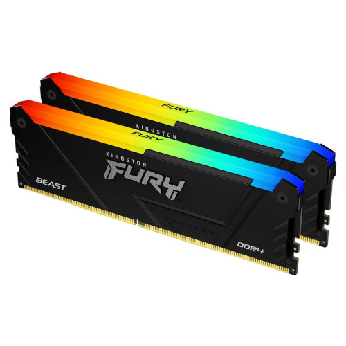 RAM памет Kingston FURY Beast RGB, KF436C17BB2AK2, 16GB (2x8GB), 3600MT/s, DDR4, CL17, Kit of 2