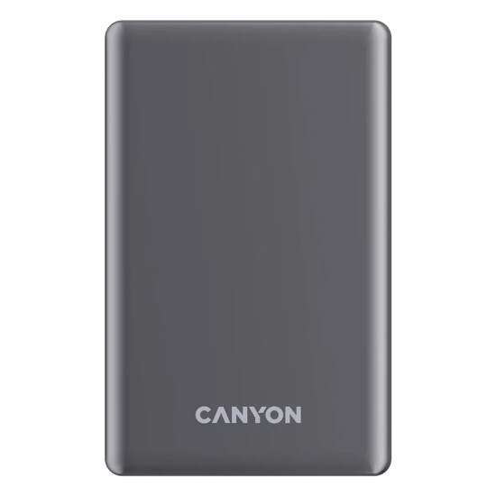 Външна батерия Canyon OnPower 505 Slim, USB-C Power Bank, 5000mAh, PD 20W, MagSafe, Dark Grey