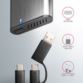 Външна кутия за диск AXAGON EEM2-SG2 SuperSpeed+, USB-C, M.2 NVMe + SATA SSD