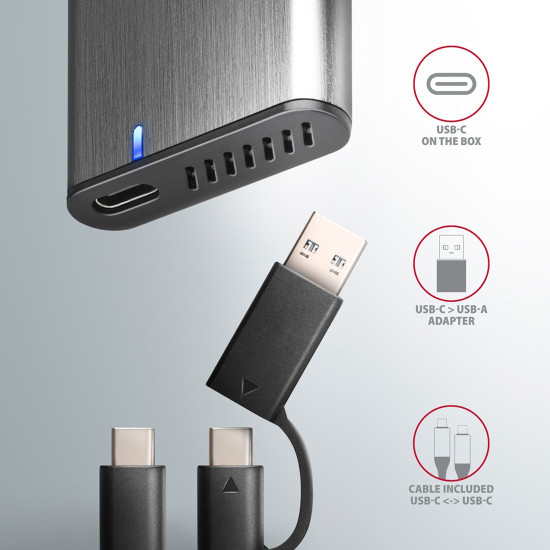 Външна кутия за диск AXAGON EEM2-SG2 SuperSpeed+, USB-C, M.2 NVMe + SATA SSD