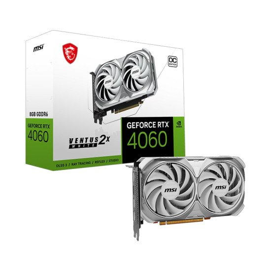 Видеокарта MSI GeForce RTX 4060 VENTUS 2X WHITE 8G OC, 8GB GDDR6, 128-bit, 3072 CUDA ядра, PCIe 4.0, 3x DisplayPort 1.4a, HDMI 2.1a