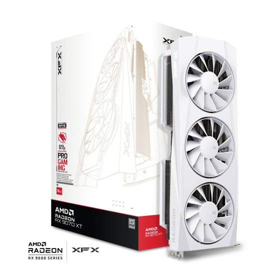 Видеокарта XFX Quicksilver AMD Radeon RX 9070XT White Gaming Edition, 16GB GDDR6, 256bit, PCIe 5.0, 1xHDMI, 3xDP