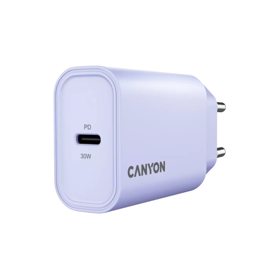 Зарядно Canyon OnCharge 30CL, PD, 30W, USB-C x 1, EU стандарт, Lavender