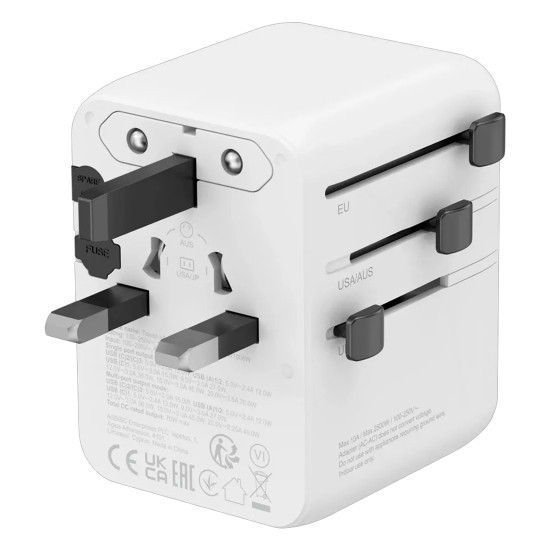 Зарядно CANYON Universal Travel Adapter OnTour 70, White